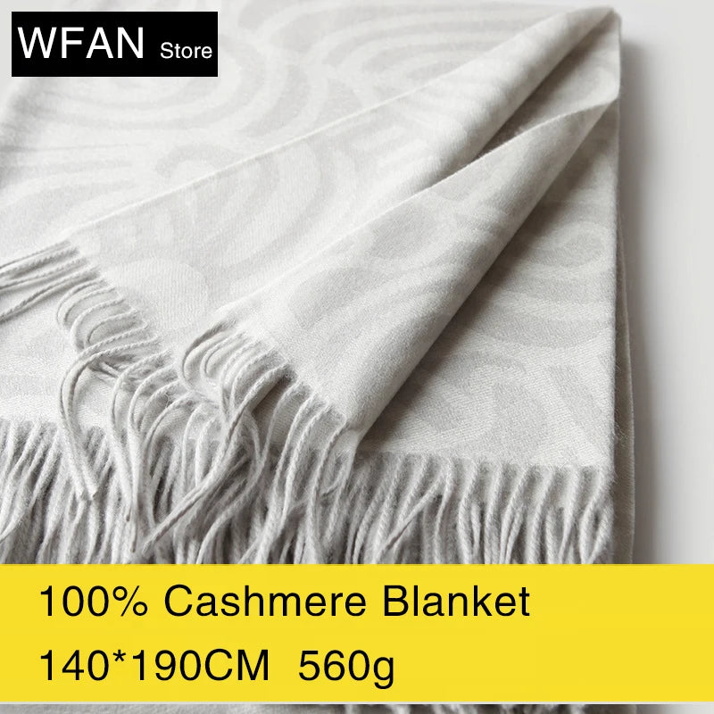 Striped double-sided jacquard cashmere throw blanket, warm travel essential