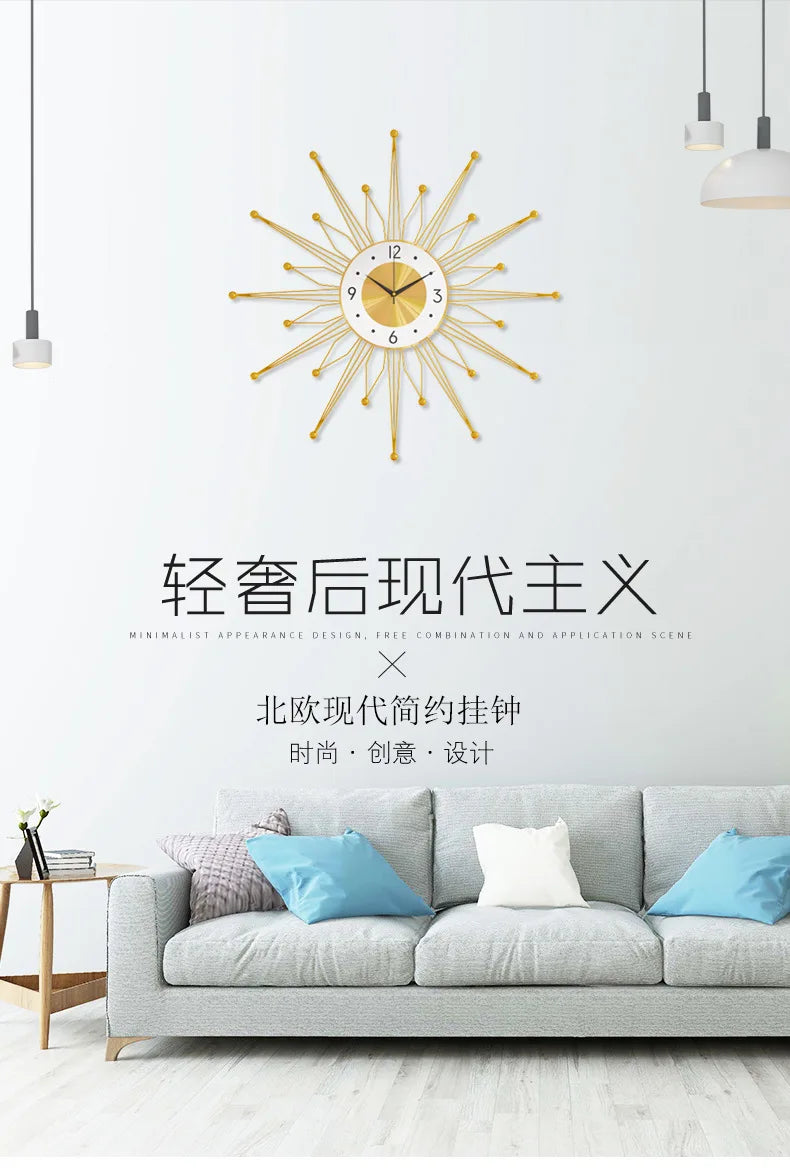 Nordic Wall Clock for Living Room, Modern Minimalist Home Clock, Atmosphere Fashion, Decorative Wall Watch, 50 cm, 60 cm, 80 cm - vue 2 sur 6
