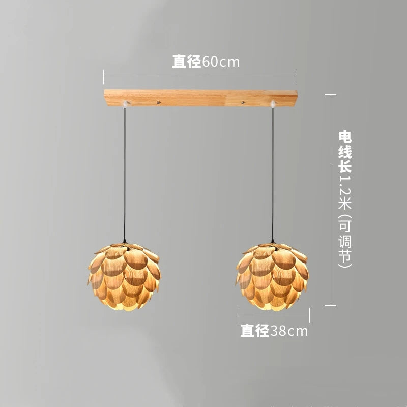 Creative bamboo pine cone chandelier with Nordic LED lighting - vue 8 sur 10