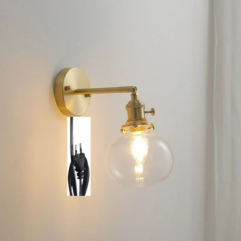 applique murale moderne avec chaîne de traction et boule de verre - vue 20 sur 22