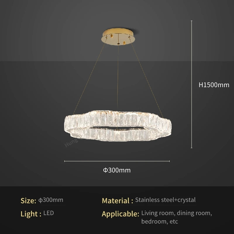 Modern crystal chandelier with elegant LED design - vue 12 sur 13