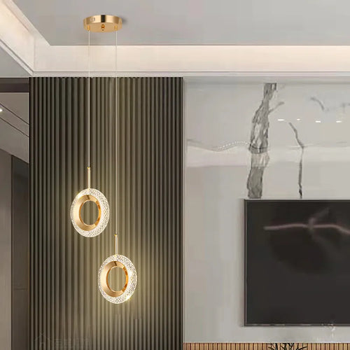 Nordic ring LED pendant light for bedroom, bedside and living room - vue 4 sur 12