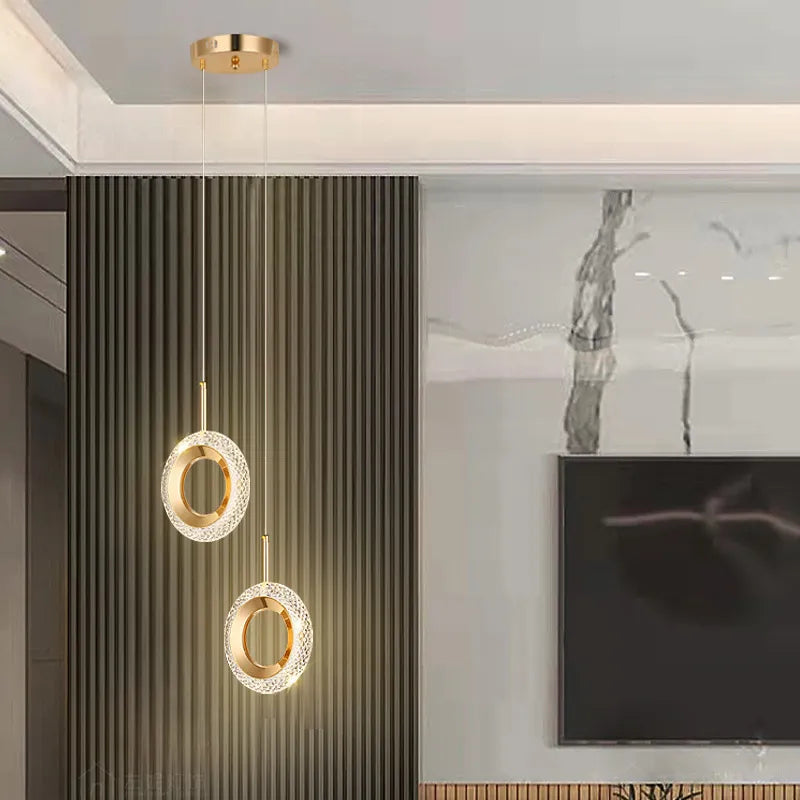 Nordic ring LED pendant light for bedroom, bedside and living room - vue 3 sur 12