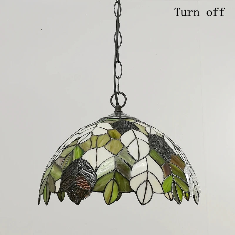 European style art glass maple leaf pendant light for restaurant - vue 6 sur 6