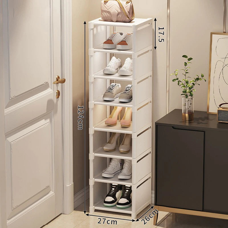 stackable and adjustable space-saving shoe organizer