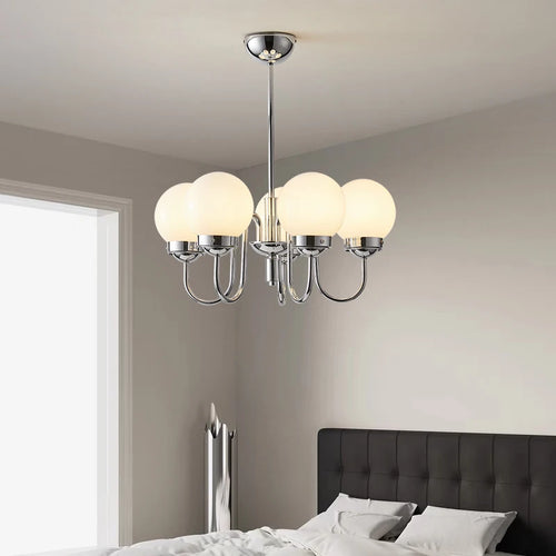 Minimalist glass and iron pendant light for medieval-inspired interiors - vue 3 sur 9