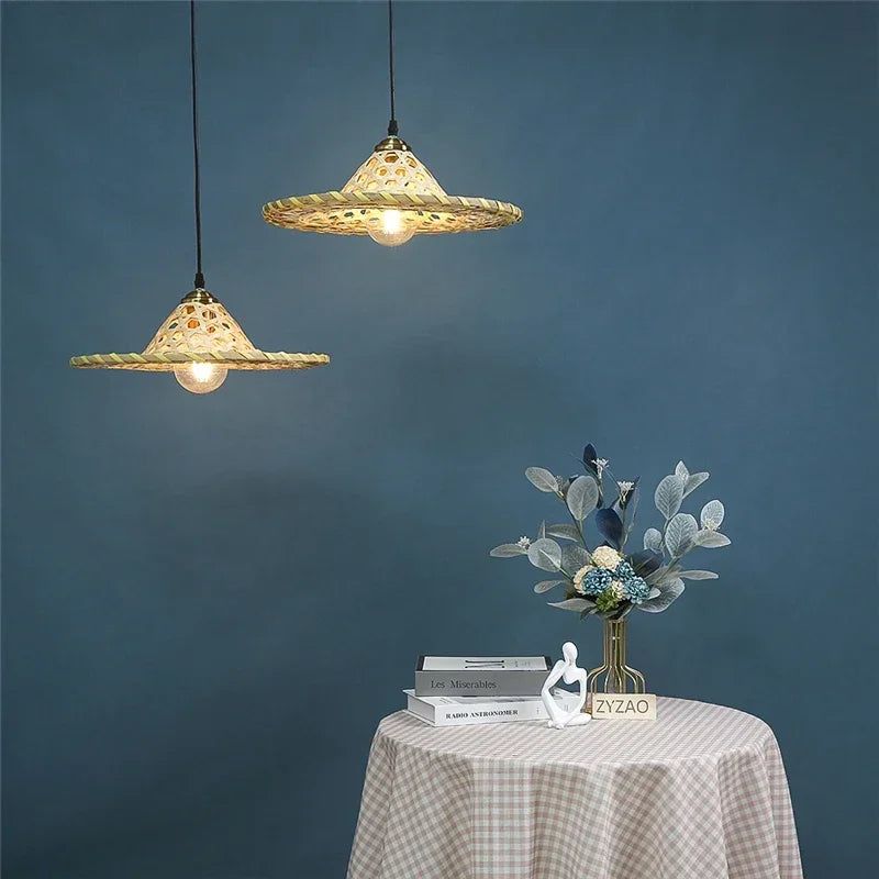 Handmade art chandelier in natural bamboo Chinese style LED