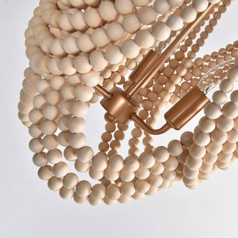 Retro wooden bead chandelier for interior decoration - vue 7 sur 7