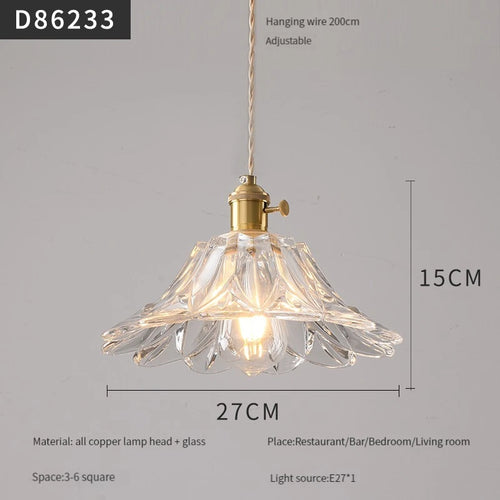 Modern brass and glass pendant light for interiors - vue 21 sur 30