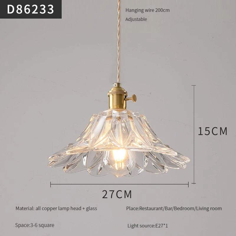 Modern brass and glass pendant light for interiors - vue 21 sur 30