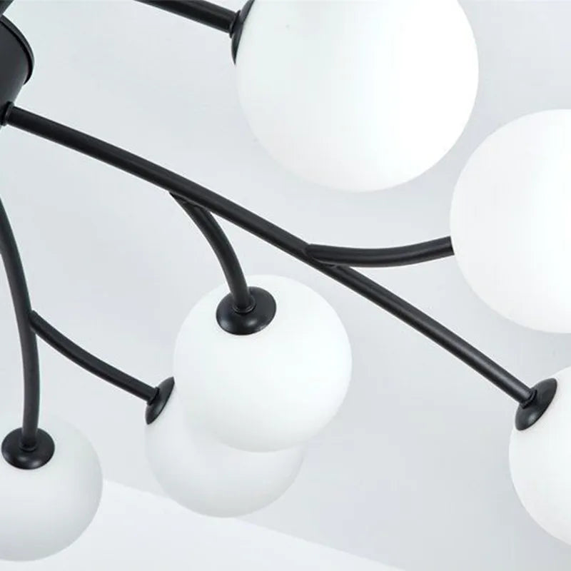 Nordic glass LED chandelier for kitchen decor - vue 5 sur 14