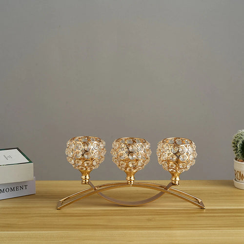 Metal candle holders with crystal detail for festive decorations - vue 5 sur 12
