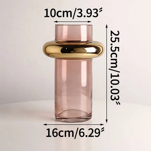Nordic golden glass vase for hydroponic flowers home decor - vue 8 sur 10