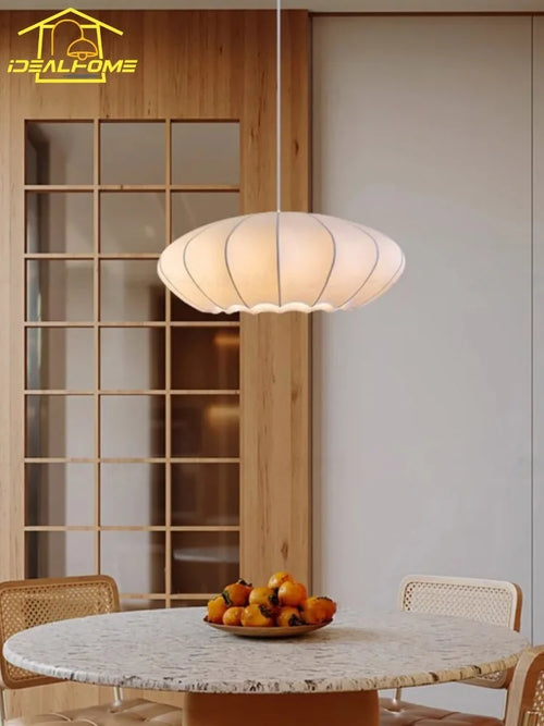 Modern nordic wabi sabi silk pendant light for interiors - vue 6 sur 9