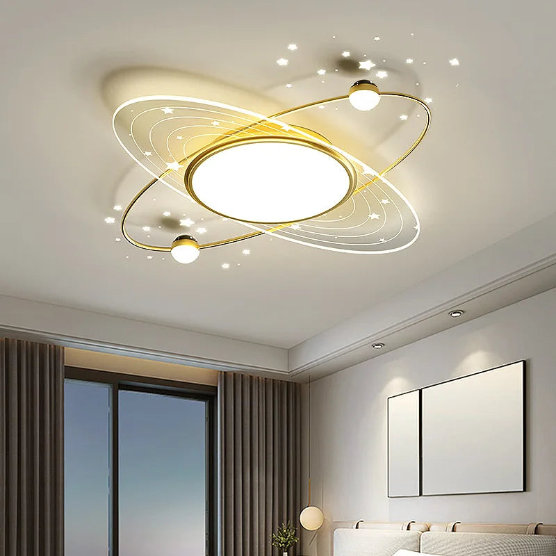 Modern iron chandelier with star design LED lighting