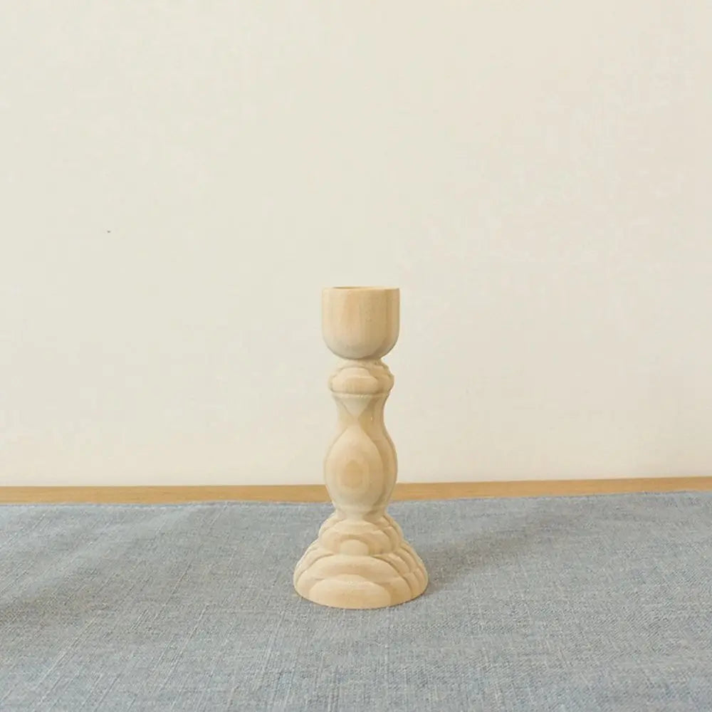 rustic retro wooden candlesticks for wedding party and crafts - vue 8 sur 9