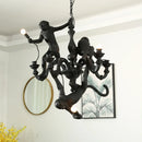 Resin LED pendant ceiling light with climbing monkey, creative animal nordic design