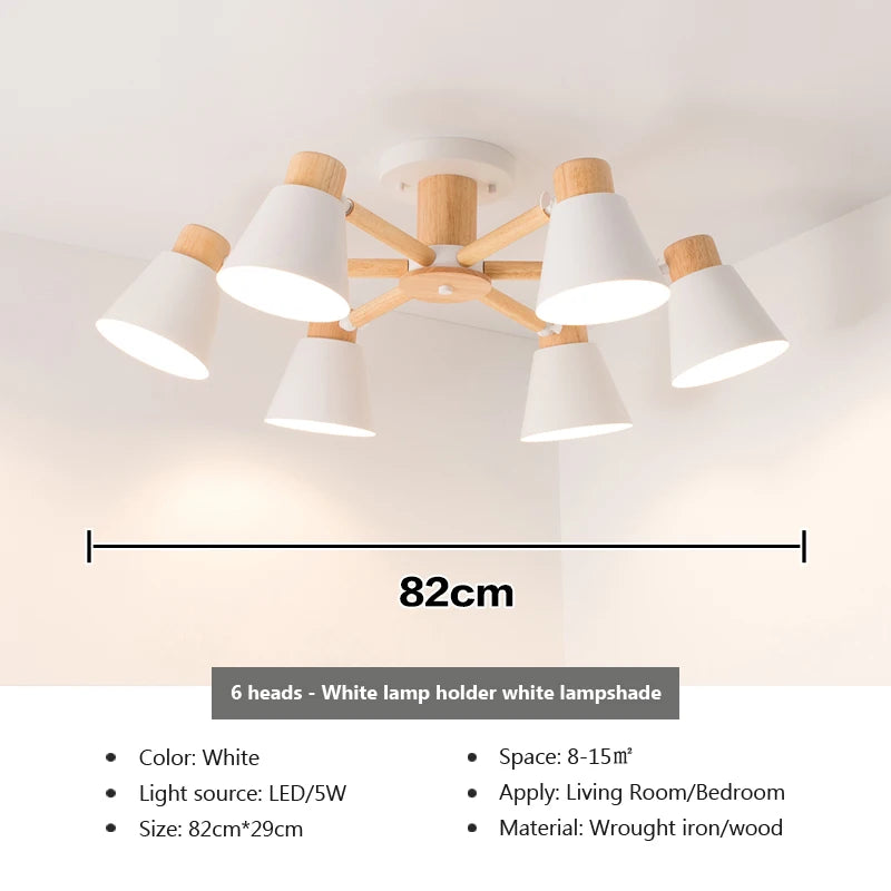 Nordic solid wood chandelier modern lighting for hotel and restaurant - vue 19 sur 20