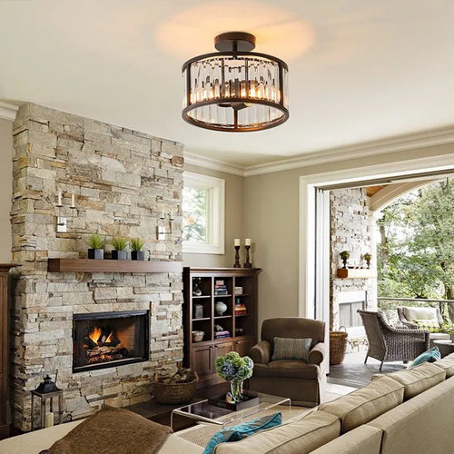 Vintage round chandelier for modern loft interiors - vue 8 sur 9