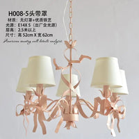 Pink ribbon chandelier for elegant children's bedroom