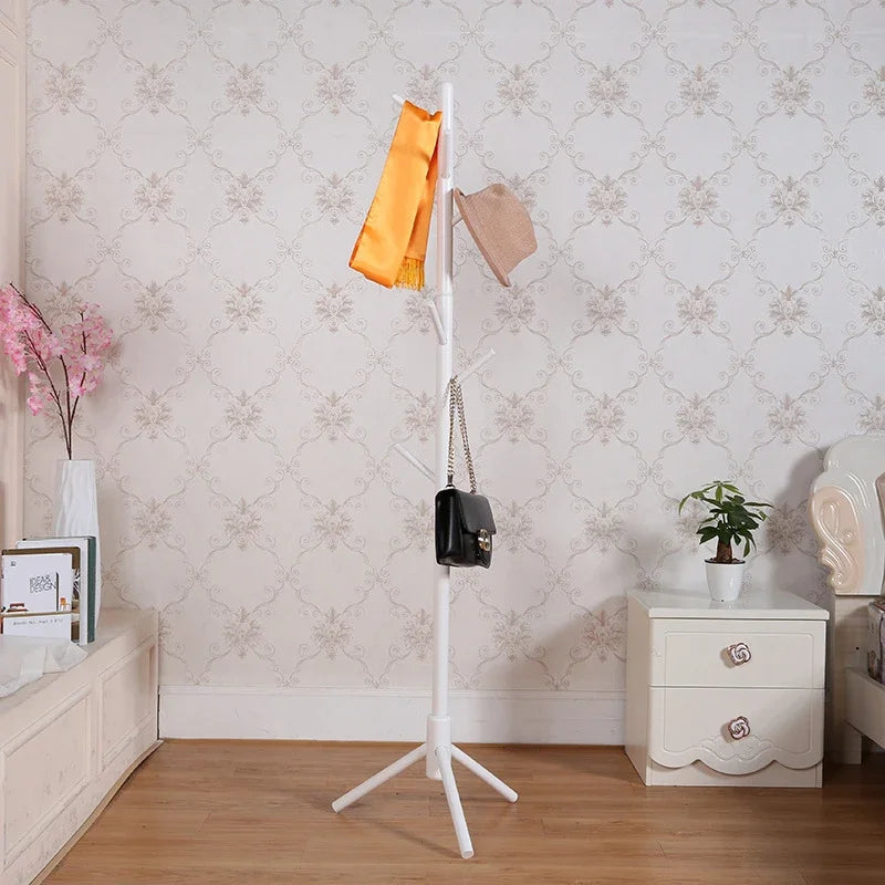 wooden coat rack with 8 hooks hanging from the floor - vue 5 sur 11