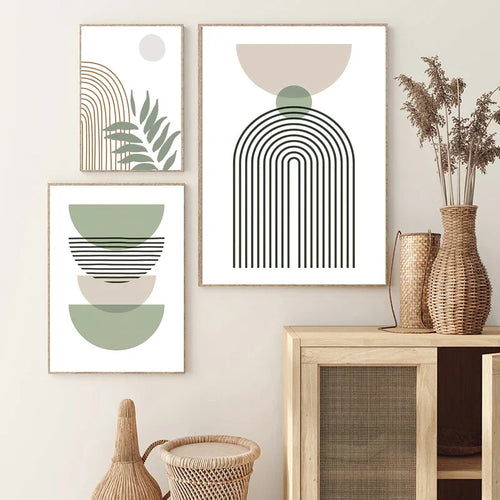 Abstract wall decor with geometric boho modern leaves - vue 5 sur 7