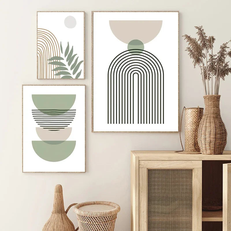 Abstract boho wall decor with modern geometric leaves - vue 5 sur 7