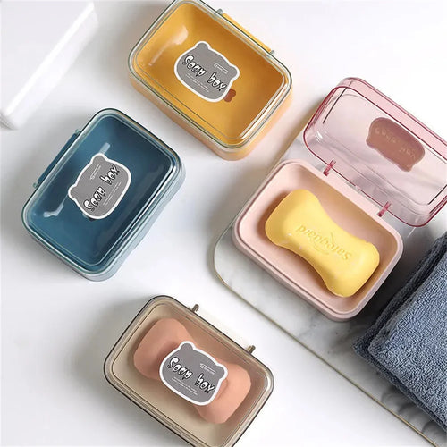 soap dish with lid for dry soap and travel - vue 7 sur 7