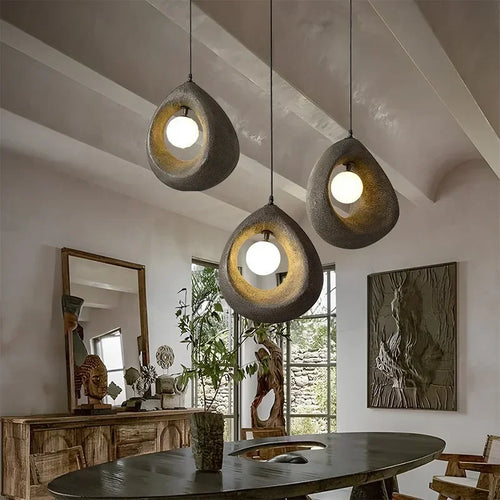 Minimalist nordic wabi sabi LED pendant light for interior decor - vue 6 sur 30