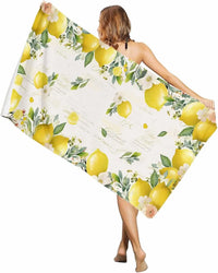 Microfibre beach towel with lemon floral summer design