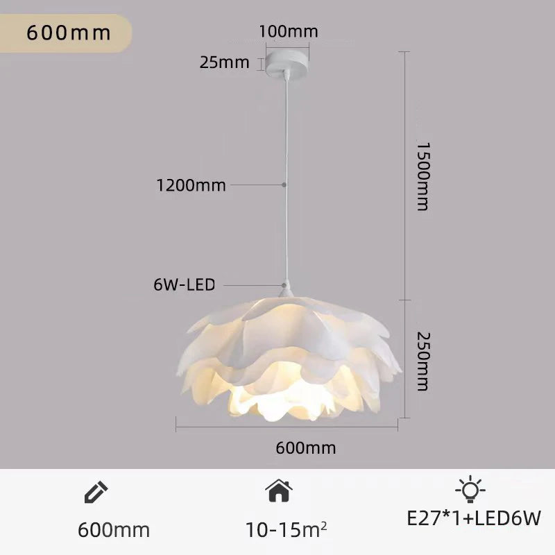 Minimalist modern flower pendant light, French design for children and restaurants