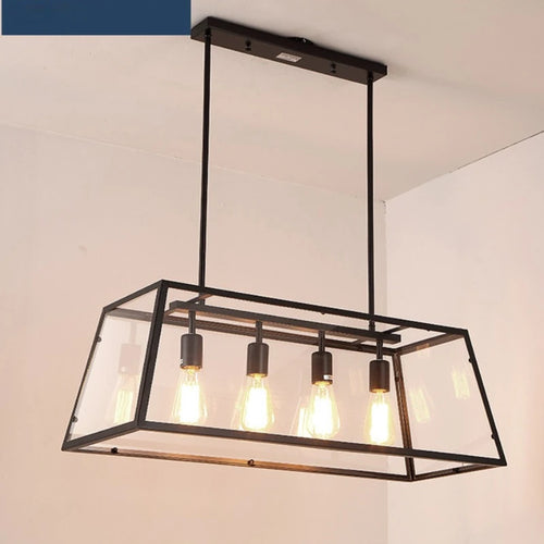 Vintage industrial iron and acrylic pendant light for kitchen and bar - vue 5 sur 6