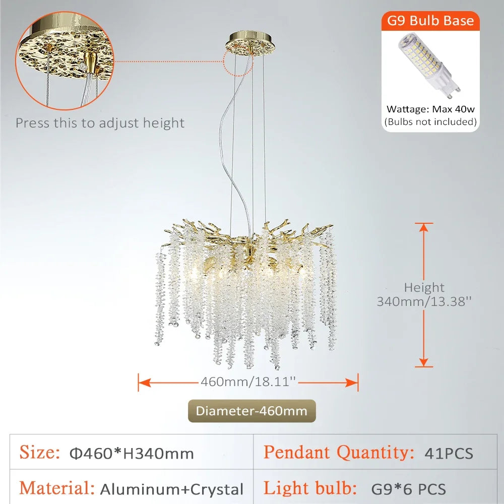 Crystal pendant chandelier with LED lighting