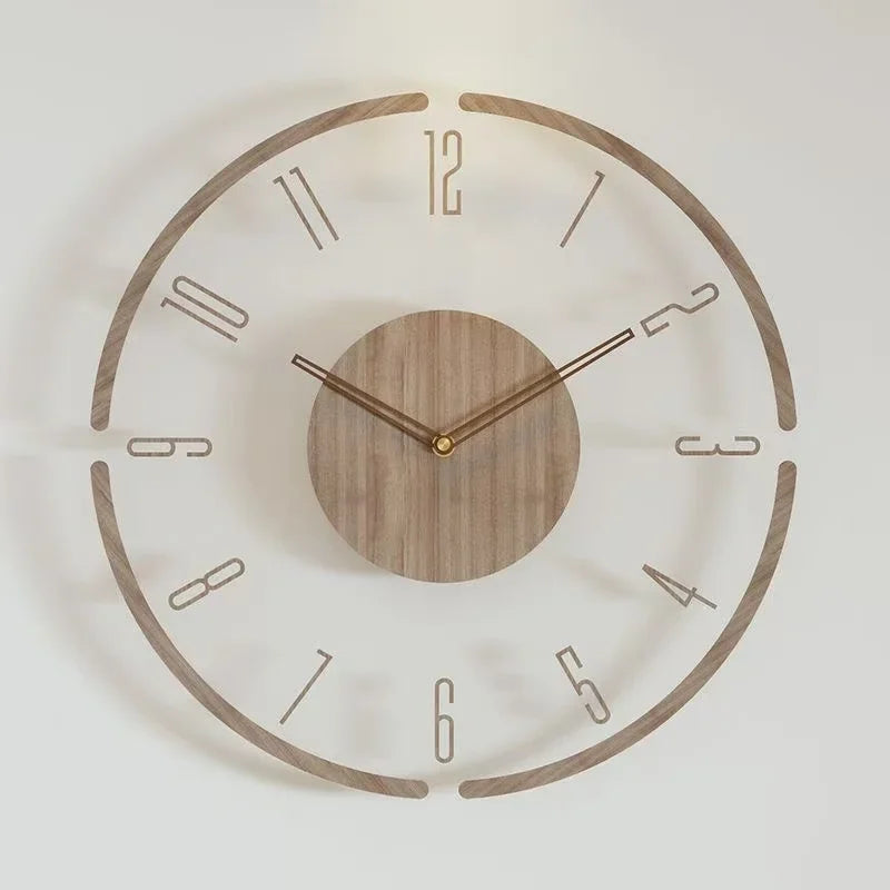 luxury wooden wall watch modern design silent quartz creative - vue 9 sur 11