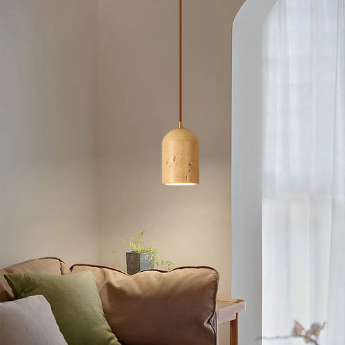 Retro LED pendant chandelier with vintage natural stone - vue 4 sur 6