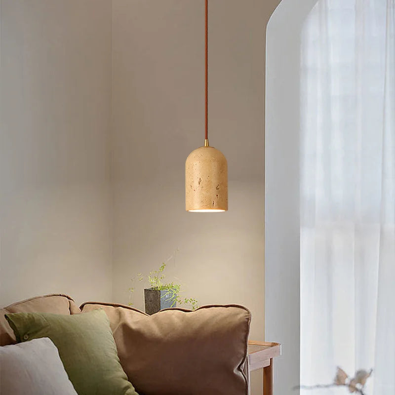 Retro LED pendant chandelier with vintage natural stone - vue 3 sur 6