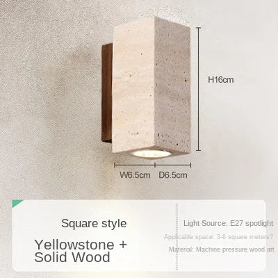 Wabi sabi travertine LED decorative indoor wall light - vue 10 sur 10