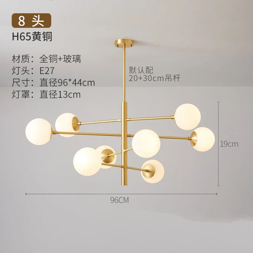 Modern nordic glass and copper chandelier - vue 9 sur 10