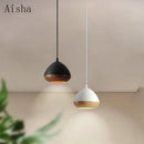 Japanese wabi-sabi style iron chandelier with Nordic walnut effect