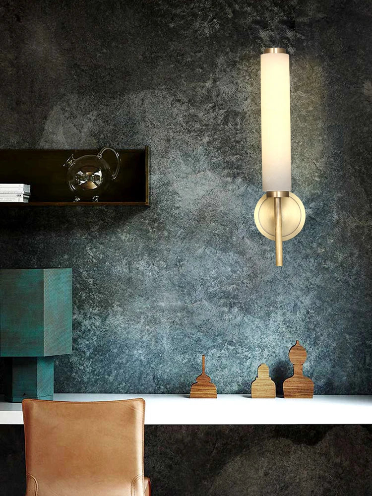 Marble and copper wall light for creative interior bedroom decor - vue 5 sur 8