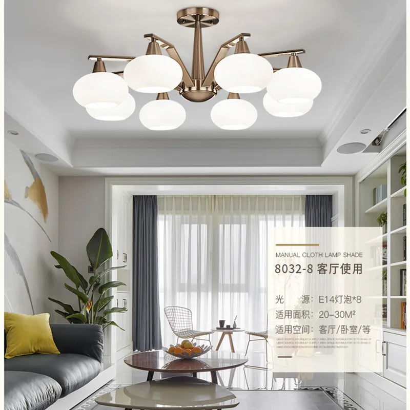 Modern nickel metal chandelier with LED lighting - vue 5 sur 12