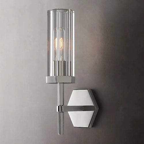 American luxury LED wall light with crystal and gold metal shade - vue 12 sur 11