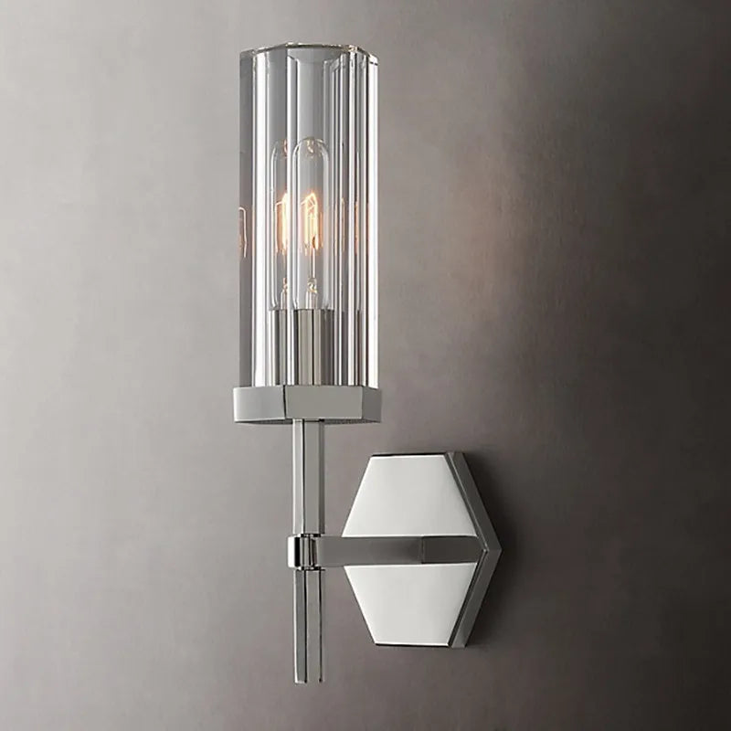 American luxury LED wall light with crystal and gold metal shade - vue 11 sur 11