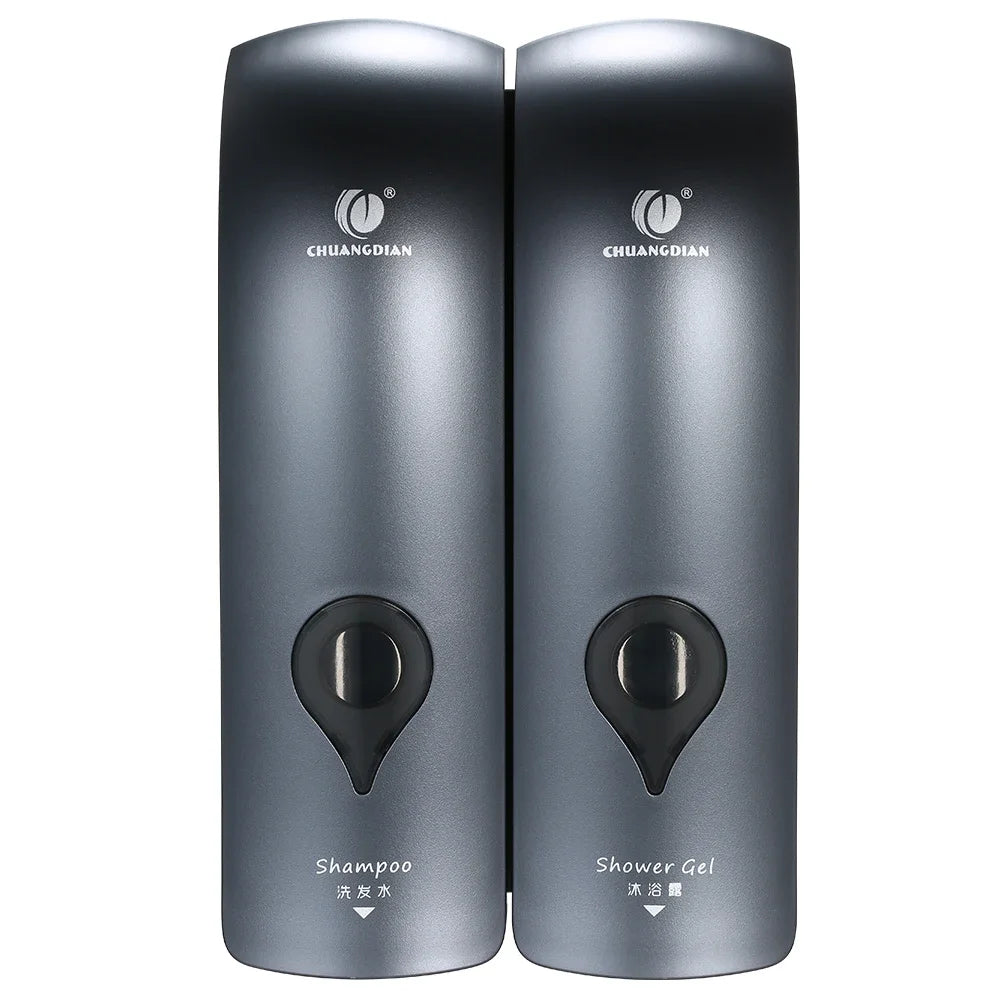 double head manual soap dispenser no drilling for bathroom - vue 12 sur 12