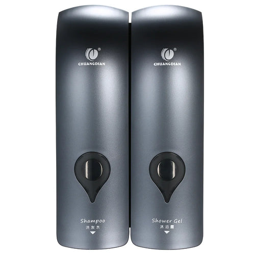 double head manual soap dispenser no drilling for bathroom - vue 12 sur 12
