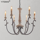 Retro wooden chandelier 4 lights for entryway, bedroom or dining room, 6 lights vintage French chandelier for living room or foyer