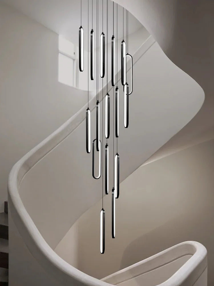 Minimalist oval LED chandelier for duplex, hotel, penthouse