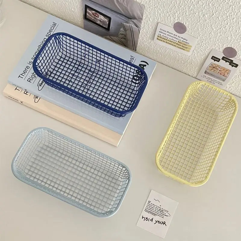 metal storage basket for desk and makeup - vue 5 sur 9