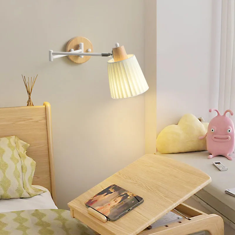 Modern retractable wall light for reading and study