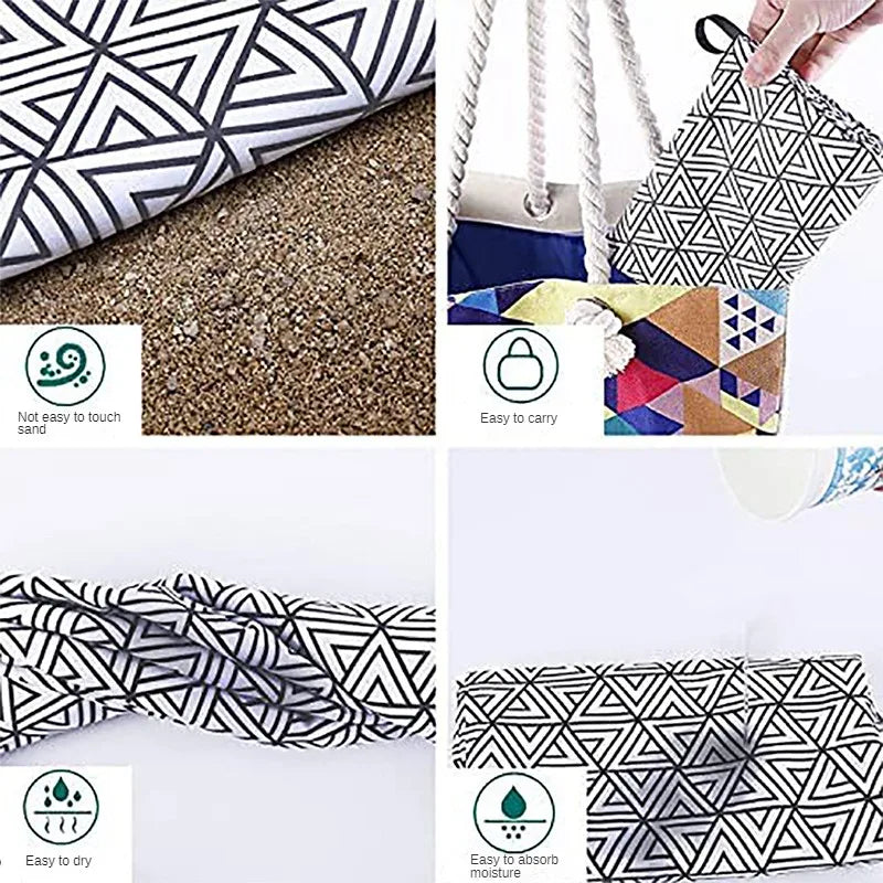 Quick-dry sand-free striped beach towel - vue 6 sur 7